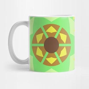 Retro Mandala Flower Green Yellow and Purple Mug